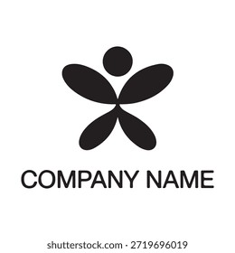 A black and white logo featuring an abstract floral design with a stylized human figure at the top. Below the design, the text 'COMPANY NAME' is displayed.