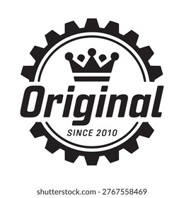 Black and white logo featuring a gear crown and the word original