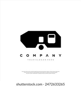 A black and white logo featuring a stylized caravan, perfect for a company promoting travel and outdoor experiences