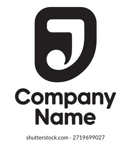 Logotipo en blanco y negro con una letra estilizada 'J' encerrada en forma cuadrada, con las palabras 'Nombre de la empresa' escritas debajo.