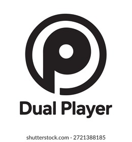 Logo en blanco y negro con un número estilizado '9' encerrado en un diseño circular, con el texto 'Dual Player' escrito debajo.