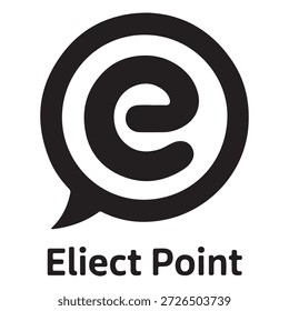 Logotipo en blanco y negro con una burbuja de discurso estilizada con un diseño circular y curvo en su interior. El texto 'Punto de selección' se muestra debajo del logotipo.