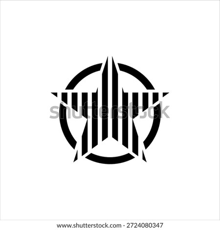 Black and white logo featuring a stylized star or plane within a circular frame, symbolizing aviation or navigation.