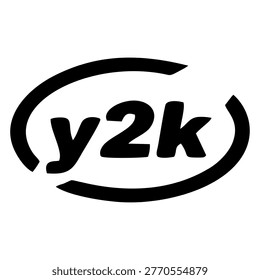 A black and white logo featuring the text Y2K inside an oval shape.