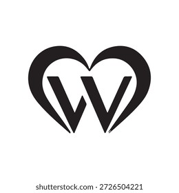 Logo en blanco y negro con dos corazones entrelazados con la letra 'W' en el centro.