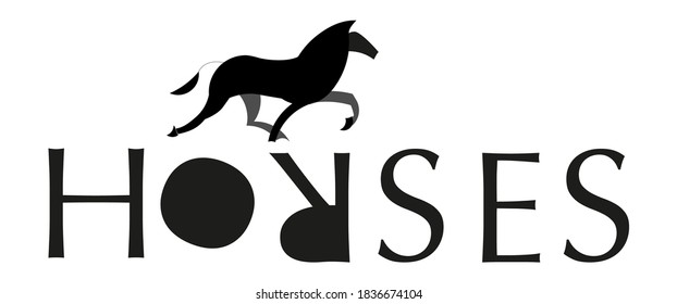 black and white logo with horse icon