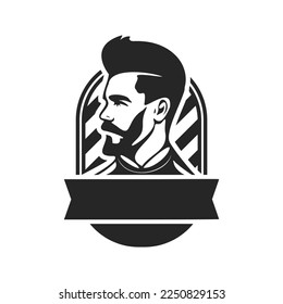 Black and white logo with the image of a stylish man. For your brand.