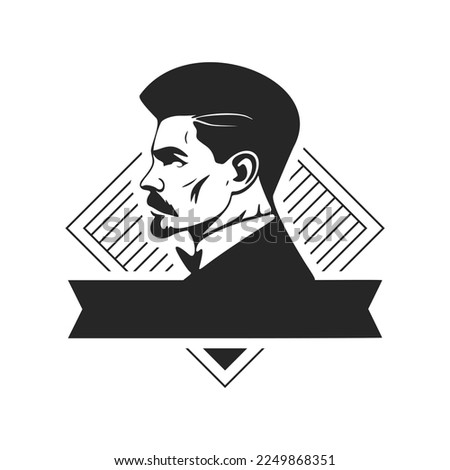 Black and white logo with the image of a stylish man. Elegant style with a sophisticated and sophisticated look.