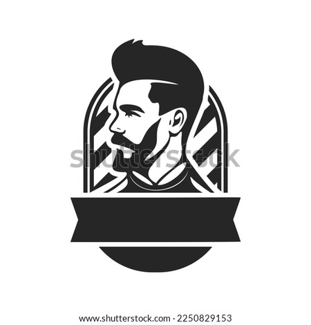Black and white logo with the image of a stylish man. For your brand.