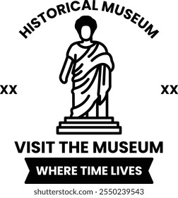 Um logotipo preto e branco para um museu