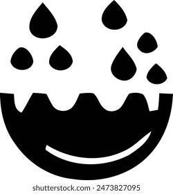 Black and white logo on a white background, showing icing drops forming an upside down smile.