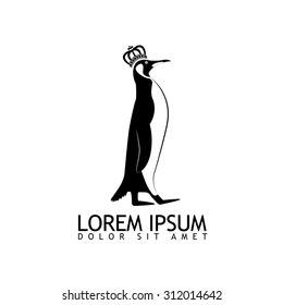 Black and white logo penguin with crown