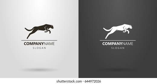 Black and white logo with a predatory cat