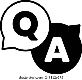 A black and white logo with a Q and A on it. The Q is on the left and the A is on the right