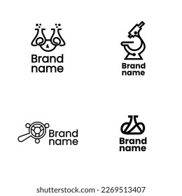 un logotipo en blanco y negro con un tema científico, el logotipo puede utilizarse para una marca de organización o grupo empresarial