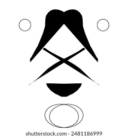 The black and white logo is shaped like a mustache