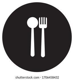 black and white logo spoon and fork illustration design