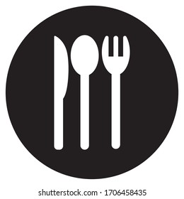 black and white logo spoon and fork illustration design