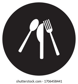 schwarz-weißes Logo, Löffel- und Gabelgrafik-Design