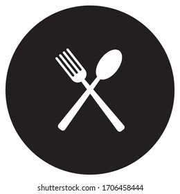 black and white logo spoon and fork illustration design