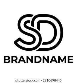 Black and white logo template with SD and brandname text icon
