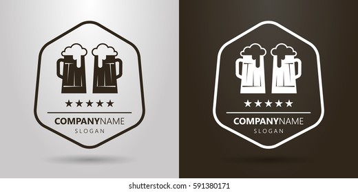 black and white logo with two glasses of beer