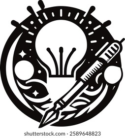 black and white logo vector on a white background