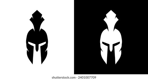 black and white logo, war helmet icon