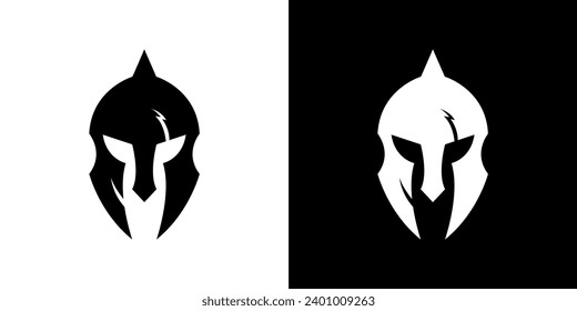 black and white logo, war helmet icon
