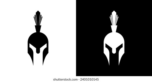 black and white logo, war helmet icon
