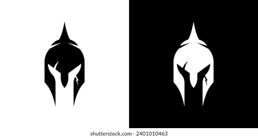 black and white logo, war helmet icon