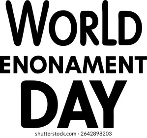 Black and white logo for World Environment Day featuring bold text and earth symbol. Ideal for eco-friendly campaigns, posters, t-shirts, and environmental awareness designs.