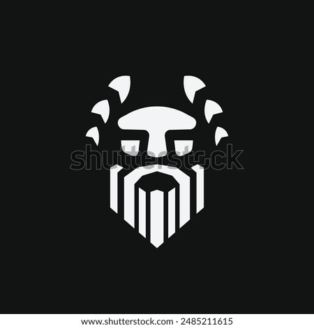 a black and white logo of a zeus head with a white beard.