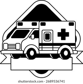 logotipo preto e branco de Uma ambulância
