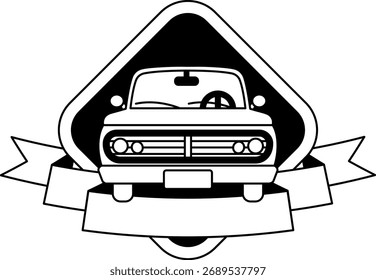 Logotipo en blanco y negro de un coche A 