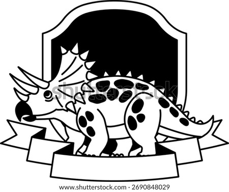 black and white logotype of A dinosaur with three horns