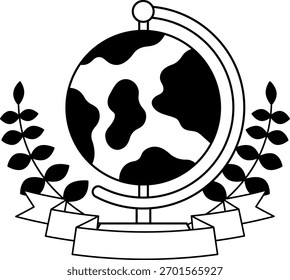 schwarz-weißes Logo eines Globus mit einem Blatt 