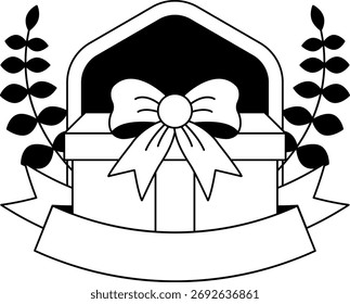black and white logotype icon of A gift box
