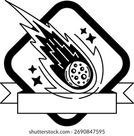 icono de logotipo en blanco y negro de un meteorito