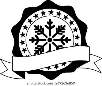 Icono de logotipo en blanco y negro de un copo de nieve