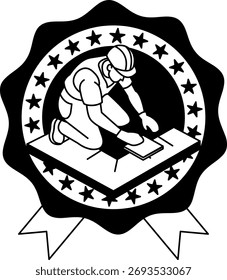 ícone de logotipo preto e branco de um ladrilho O ladrilho está colocando ladrilhos