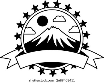 black and white logotype of a Mountain landscape