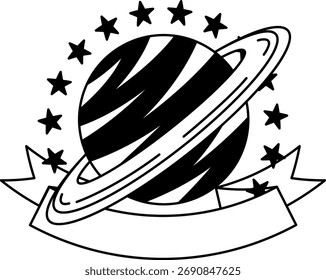 black and white logotype of A of a planet