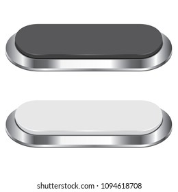 Black and White Long Button isolated on a white background