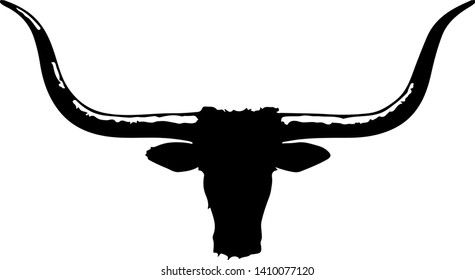 Black and white Longhorn bull icon