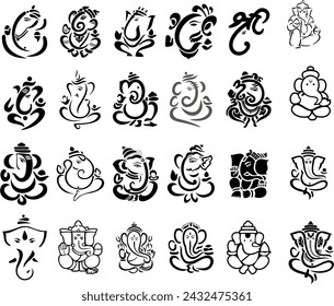 black and white lord ganesh vector illustration eps lord ganesh various collection