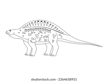 Black and White Lotosaurus Dinosaur Cartoon Character Vector. Coloring Page of a Lotosaurus Dinosaur