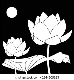 black and white lotus flower is simple and luxurious, suitable for use in all fields, especially those related to the plant world