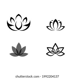 Black White Lotus Logo Four Options Stock Vector (Royalty Free ...