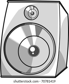 Black and white loudspeaker vector illustration